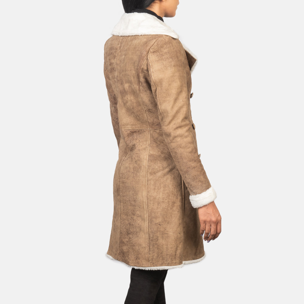 Amie Double Breasted Shearling Coat For Women