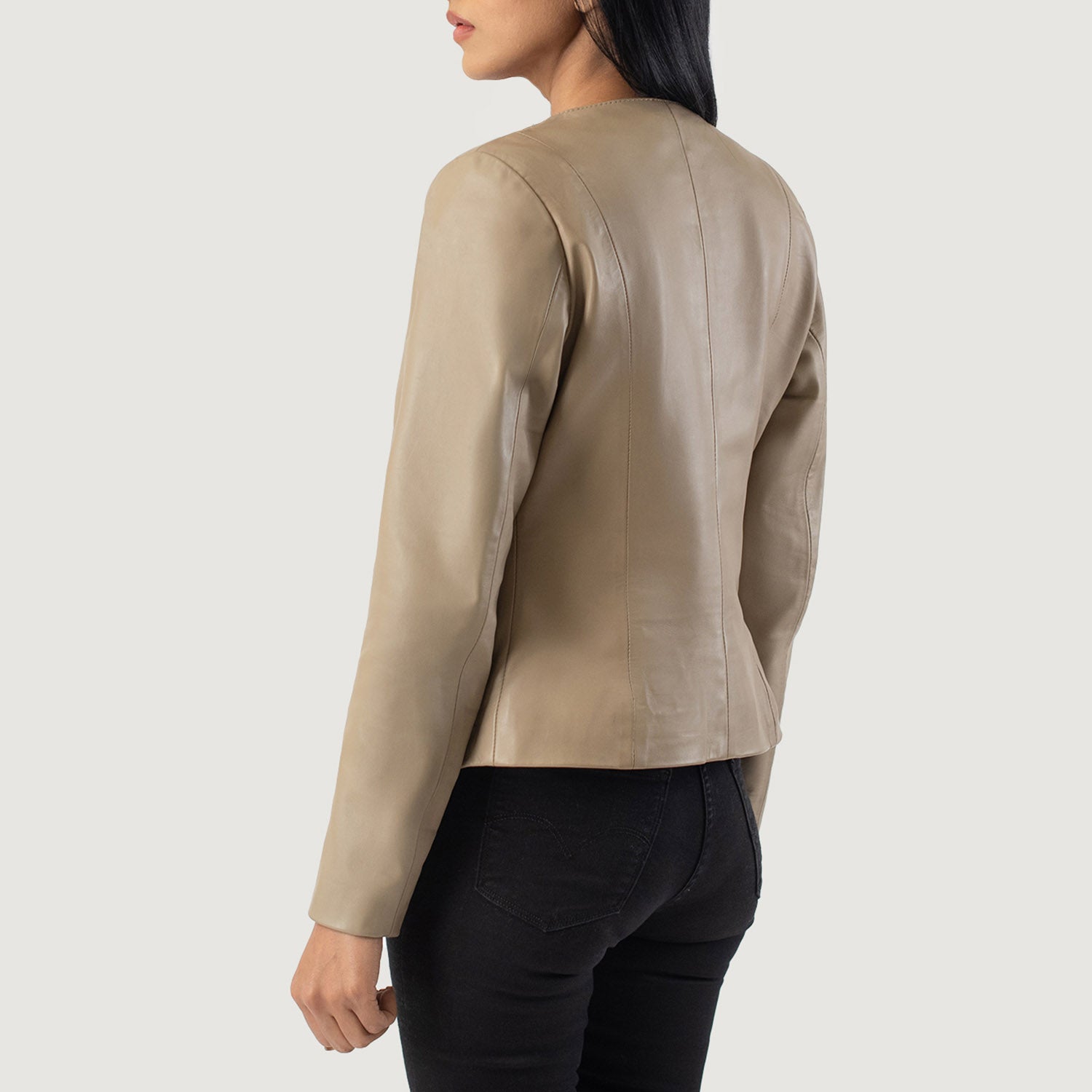Elixir Collarless Biker Leather Jacket