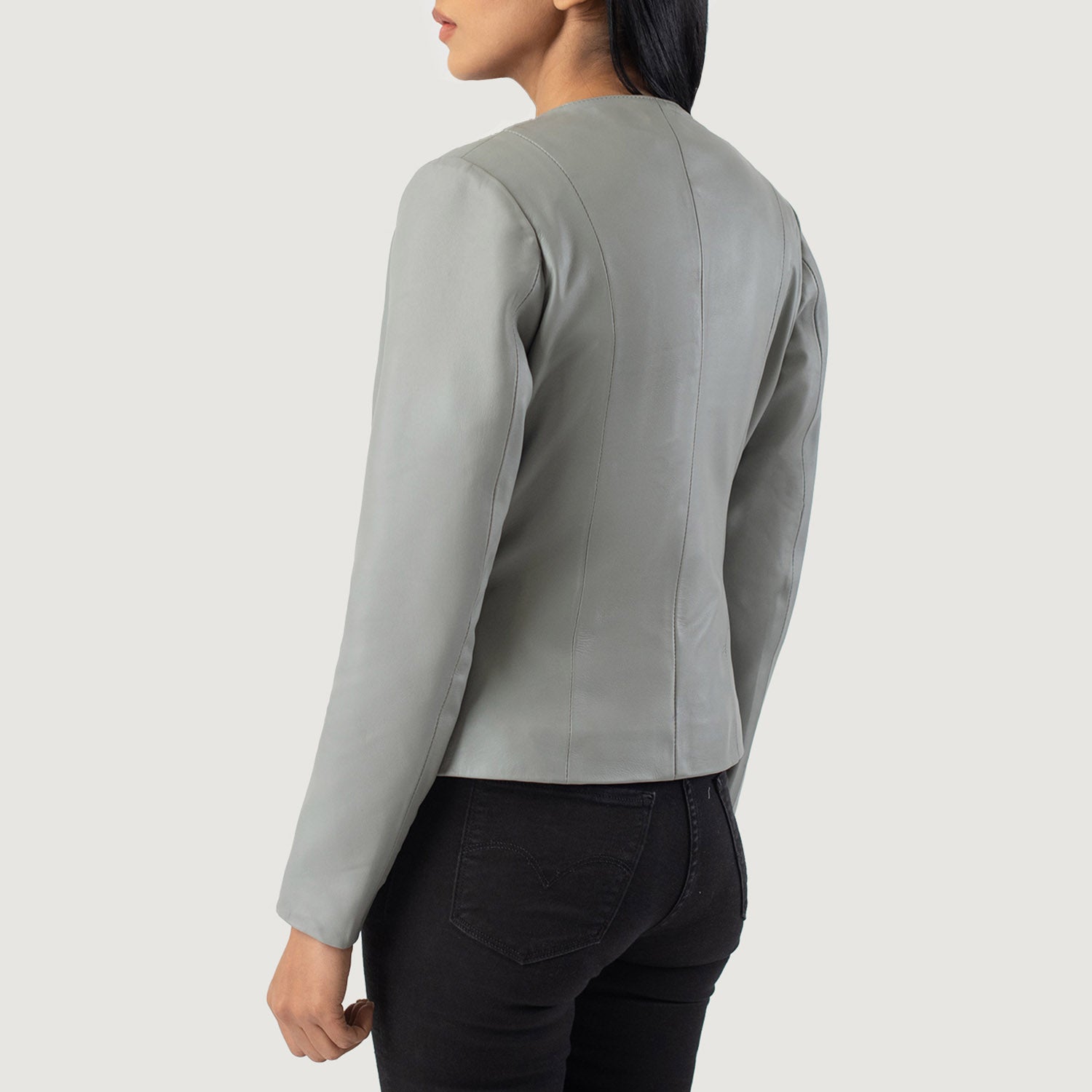 Elixir Collarless Biker Leather Jacket