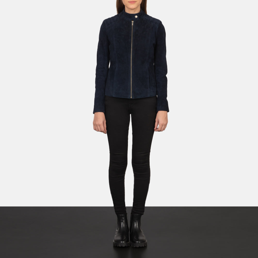 Kelsee Suede Bomber Leather Jacket