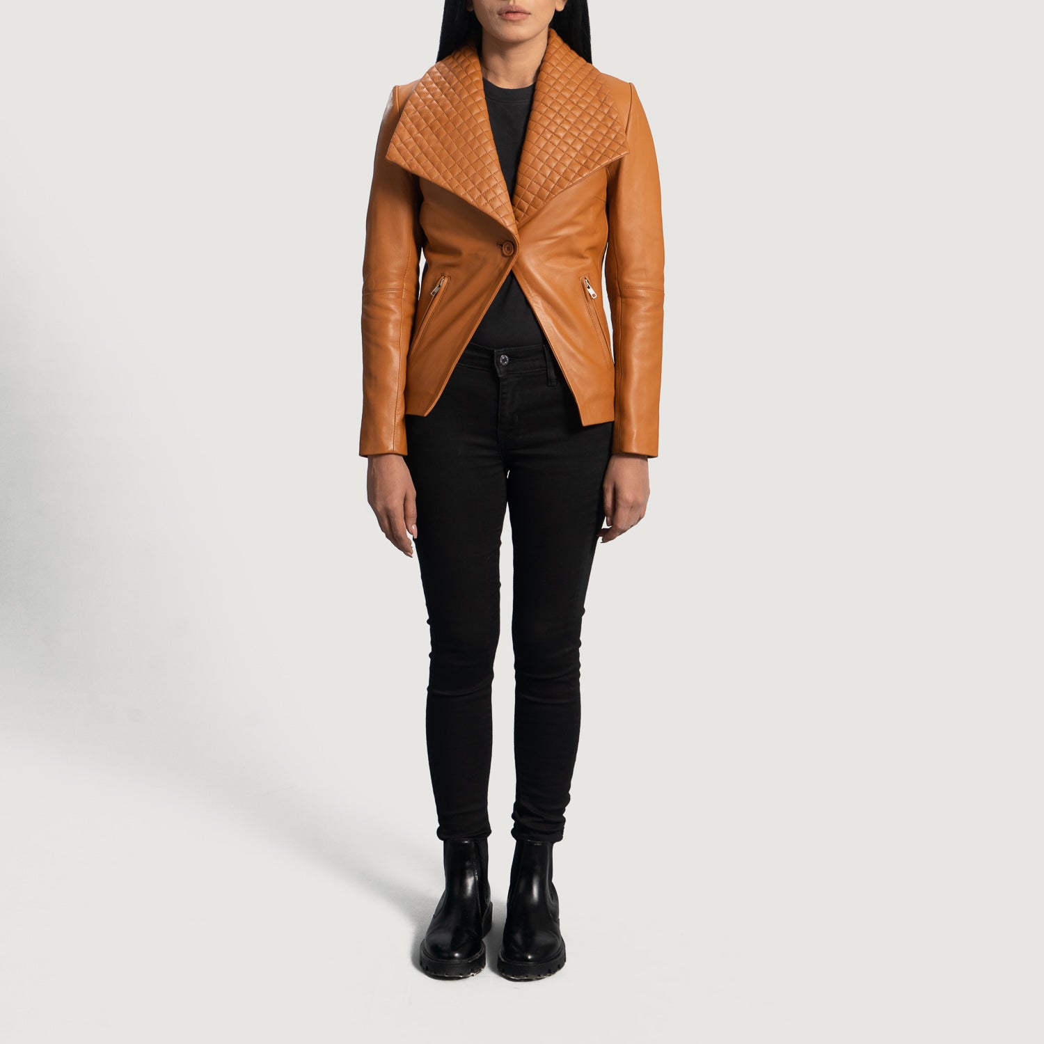 Lee Tan Leather Blazer