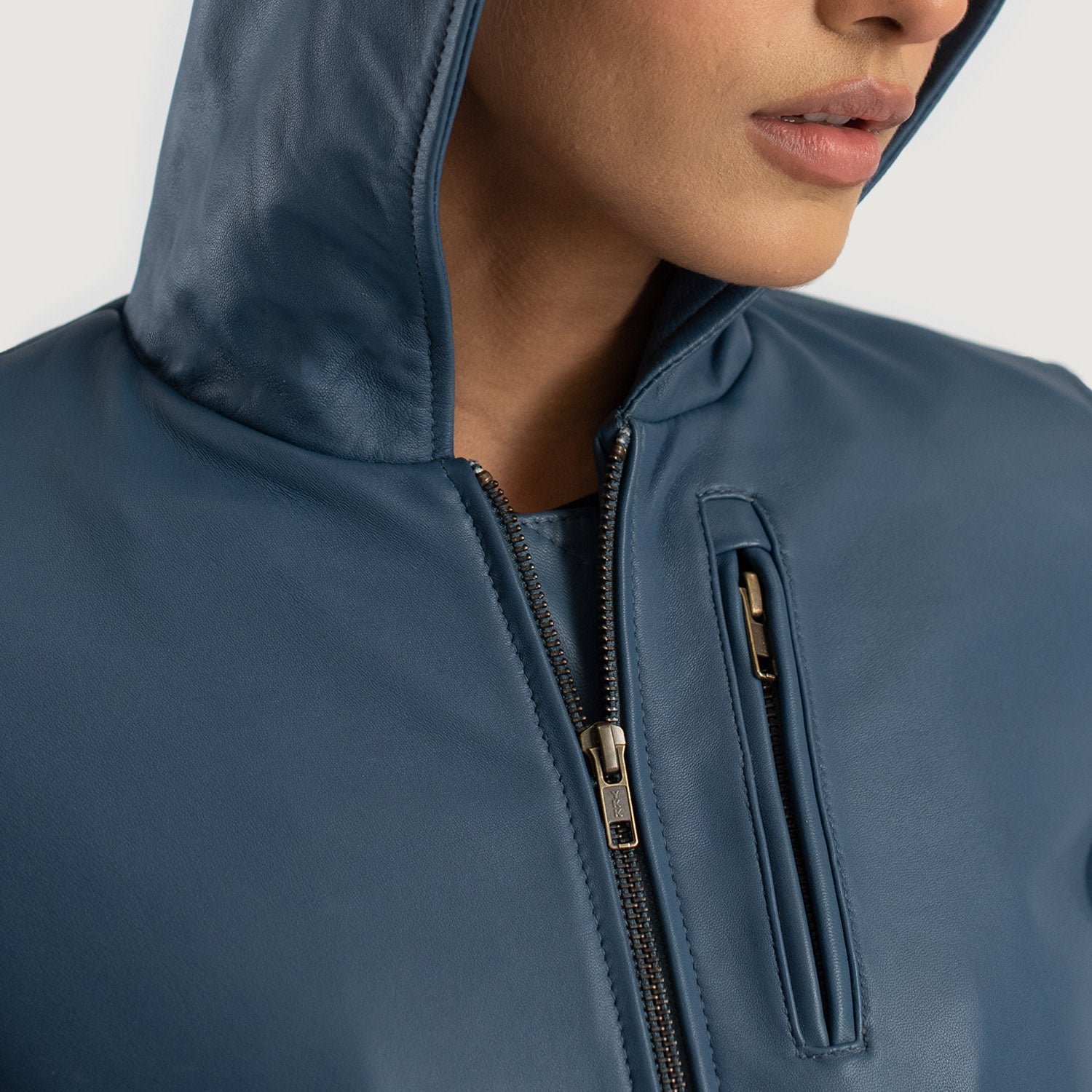 Luna Hooded Leather Bomber Jacket