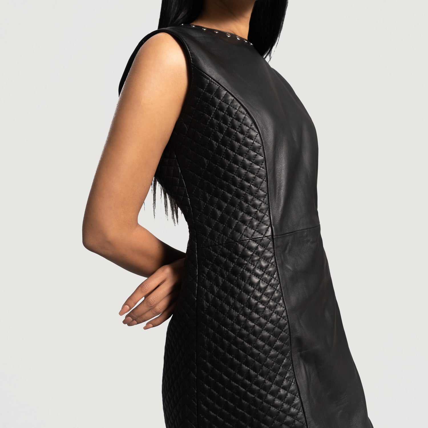 Luxe Dress Leather Long Coat For Women