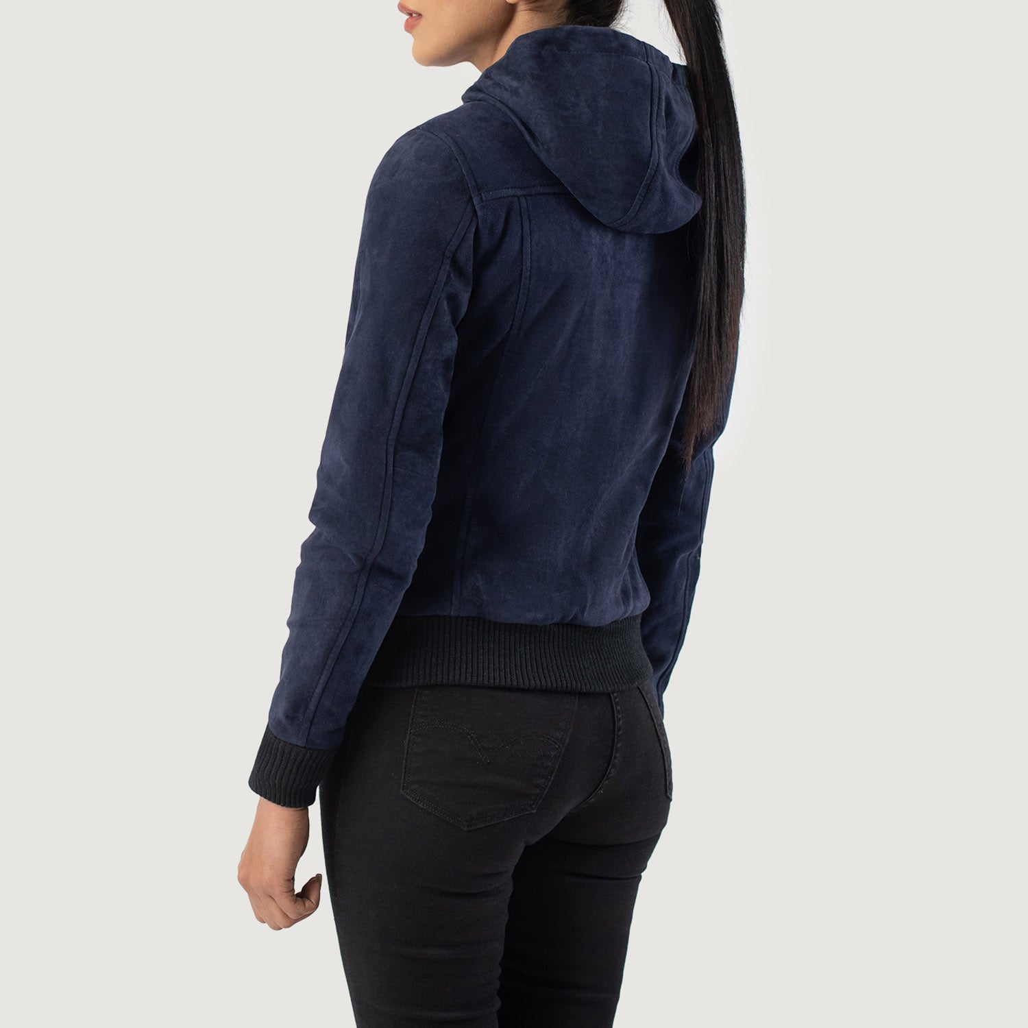 Rebella Hooded Suede Bomber Leather Jacket