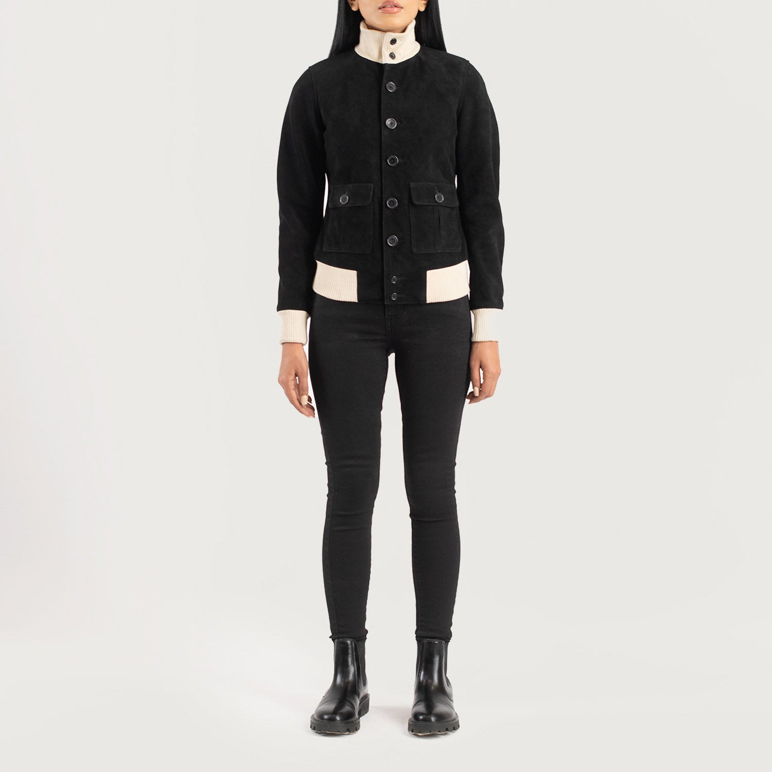 Sasha A1 Suede Bomber Leather Jacket