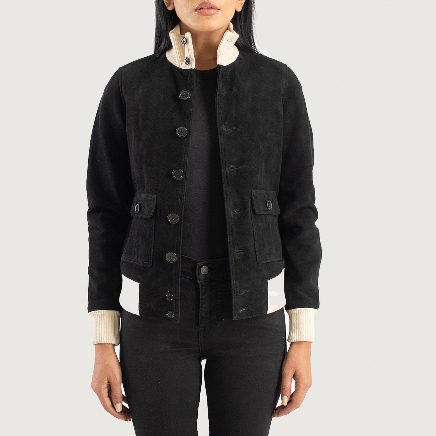 Sasha A1 Suede Bomber Leather Jacket