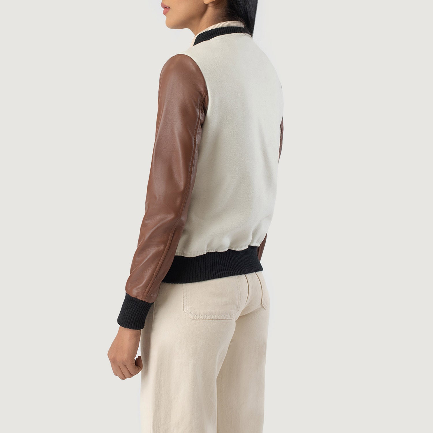 Savant Hybrid Black-White Varsity Jacket For Women