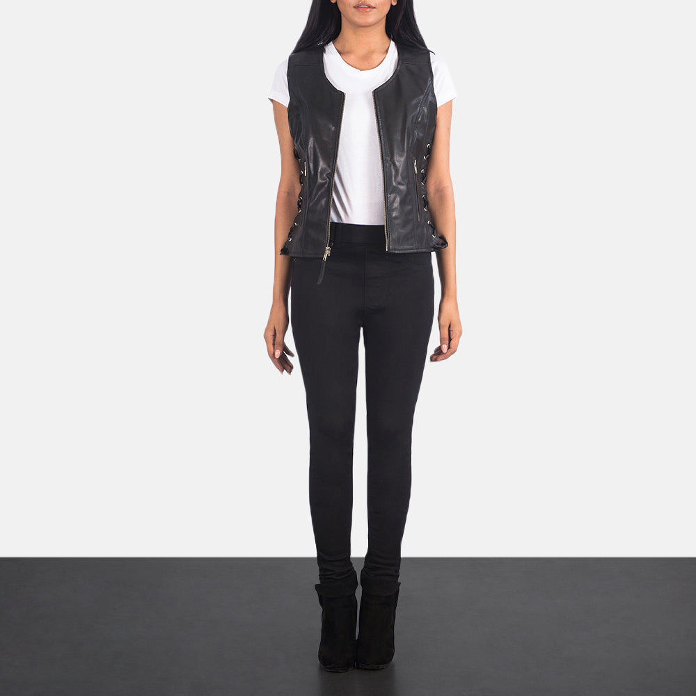 Vanda Biker Leather Vest For Women