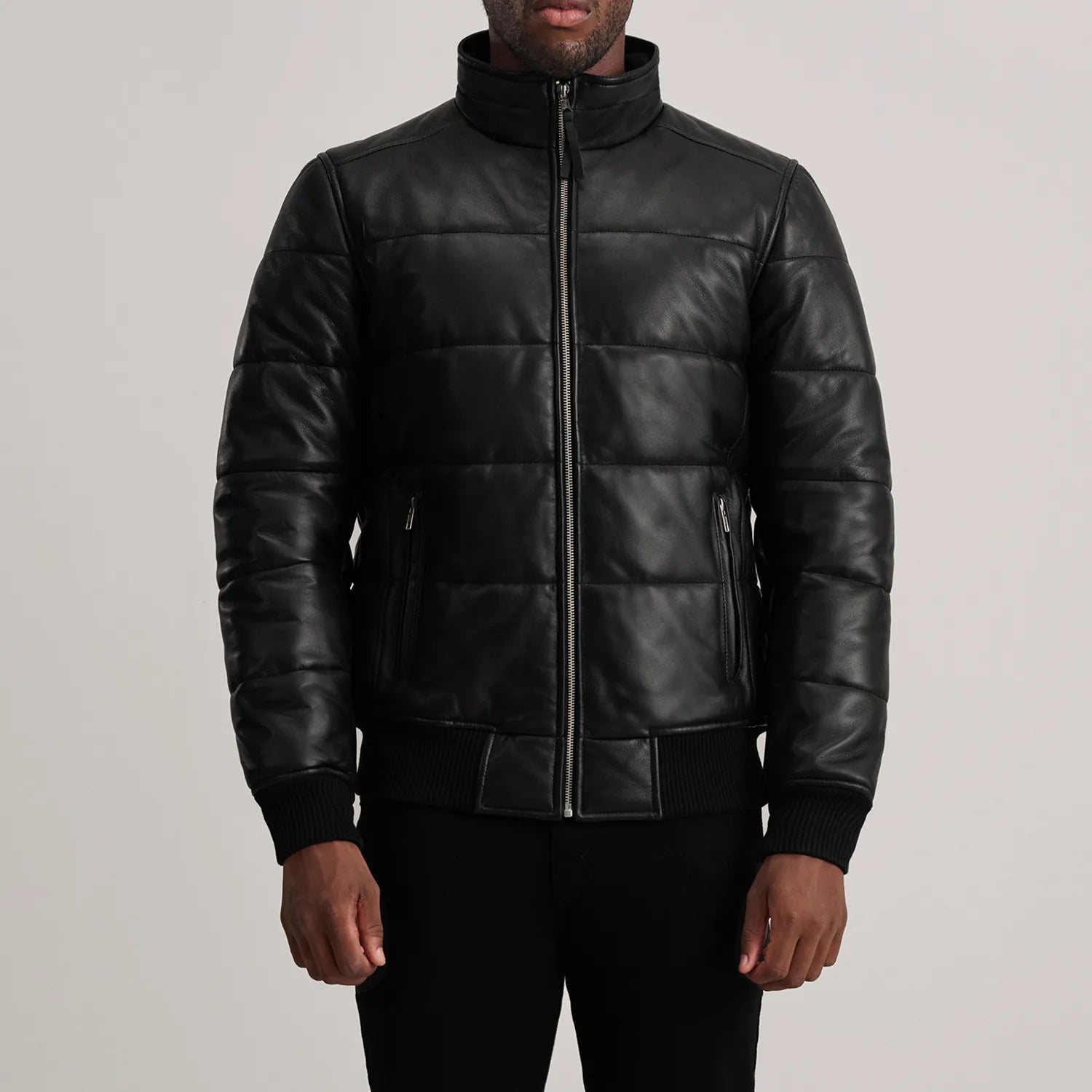 Lucas Leather Puffer Bomber Jacket