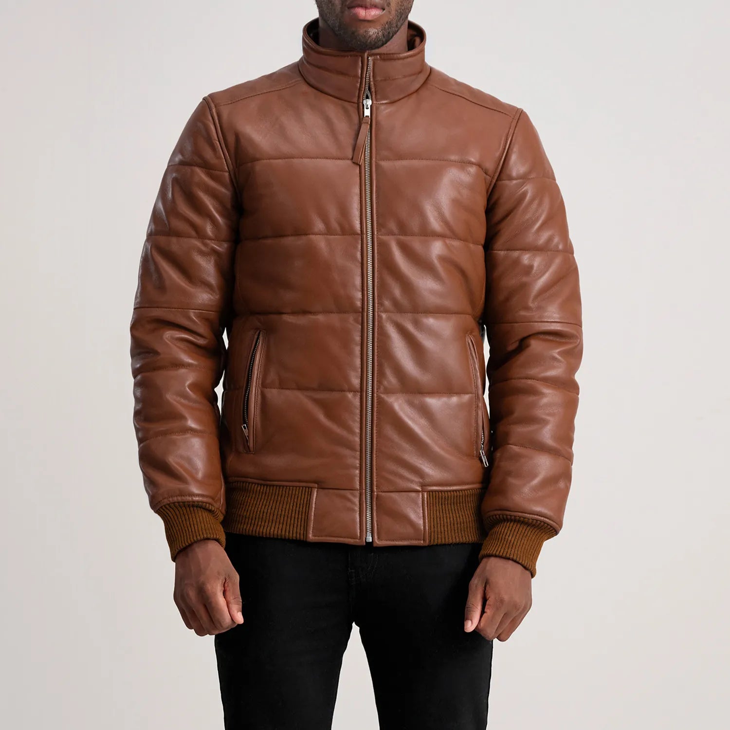 Lucas Leather Puffer Bomber Jacket