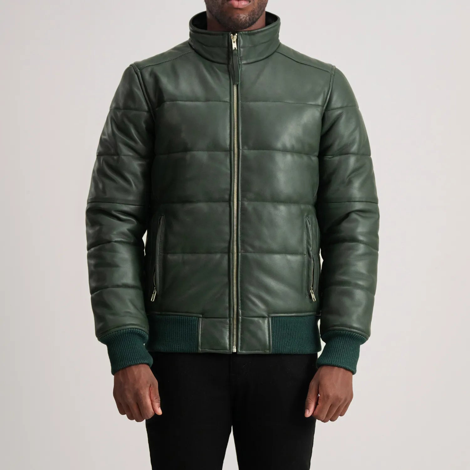 Lucas Leather Puffer Bomber Jacket